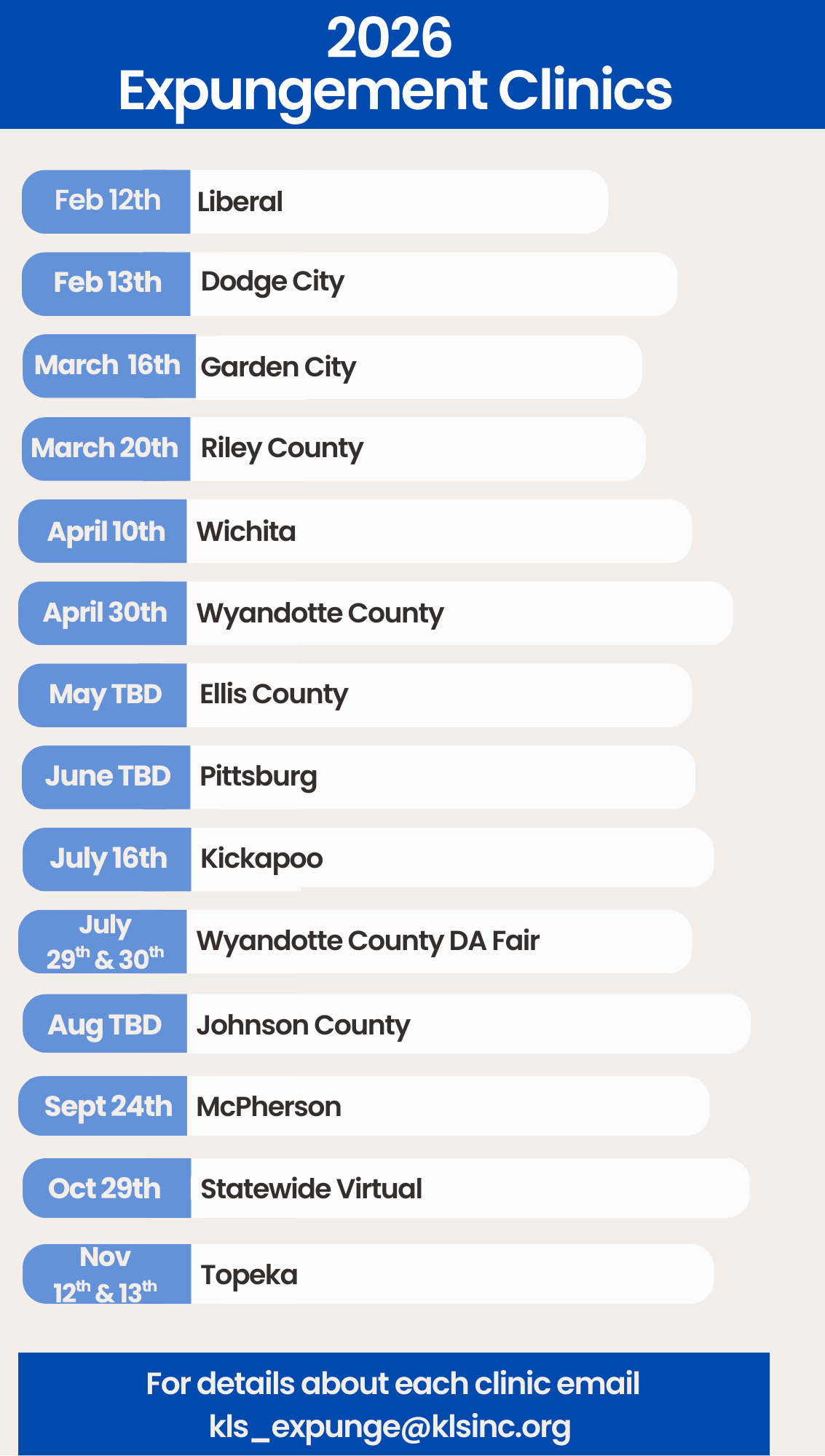 2026 exp clinic schedule