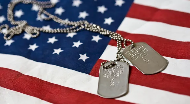 dogtags on flag