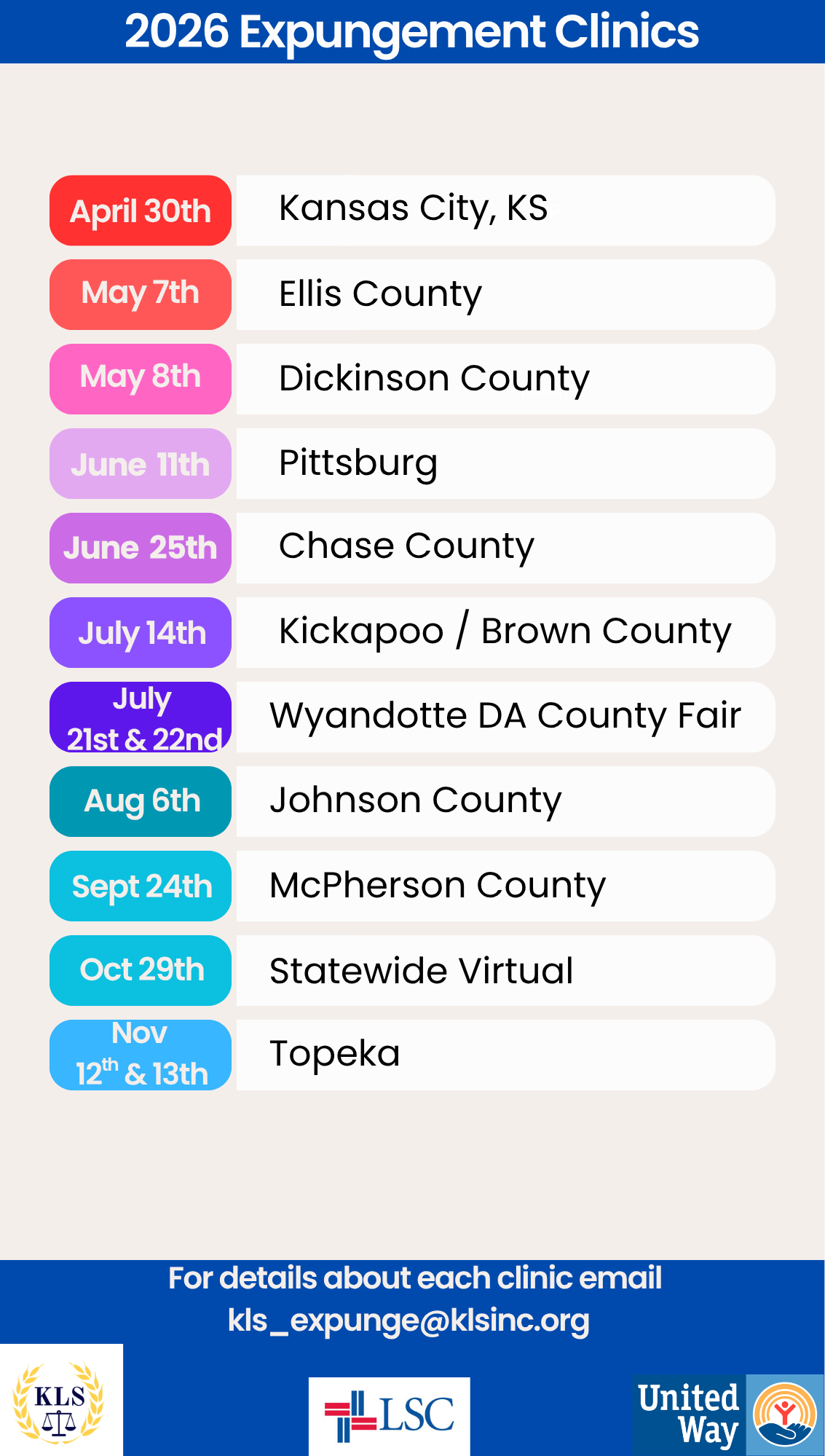 expung clinics schedule