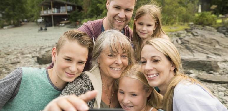 family taking a selfie