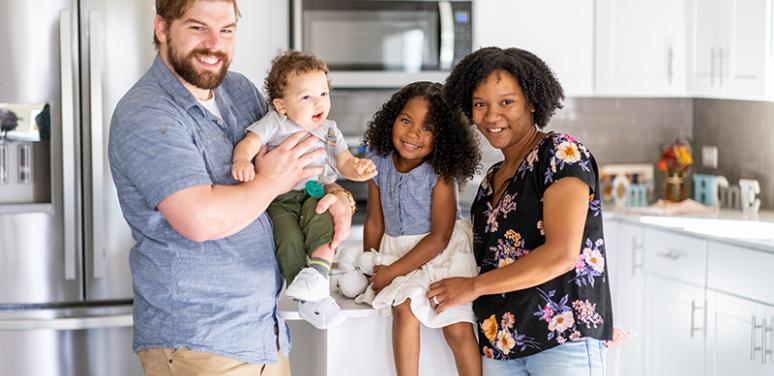 happy family in their kitchen