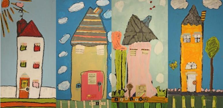 painting of a row of houses